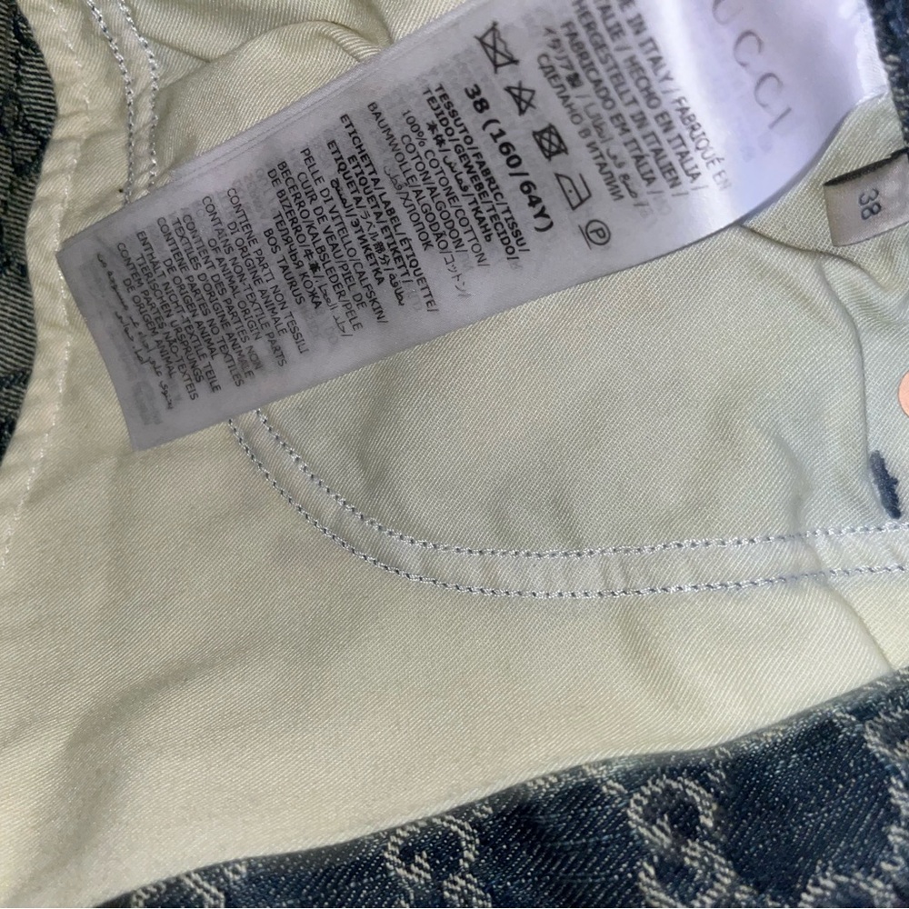 Gucci GG Jacquard Monogram Light Blue Denim Sandy Washed Mini Skirt Size IT38 - Picture 8 of 13